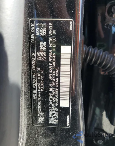 2017 Volvo S60 Premier z USA, uszkodzony, nr VIN LYV402TK7HB195474